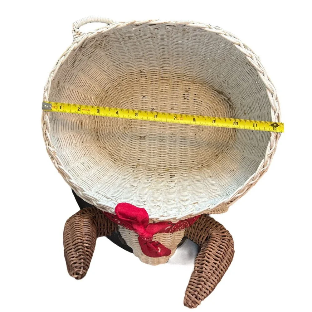 Vtg Bull Head‎ Wicker Basket Home Decor White Western Figural Horns